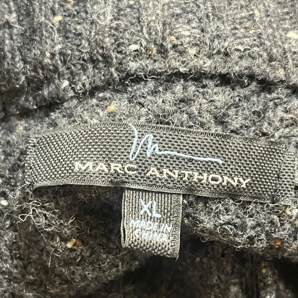 Marc Anthony Speckled Heather Gray Full Zip Sweater Wool Alpaca Mix XL NWOT Mens